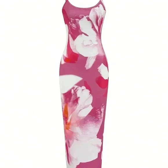 Pink Casual Women's Floral Print Sleeveless Mini Dress - Picture 5 of 5